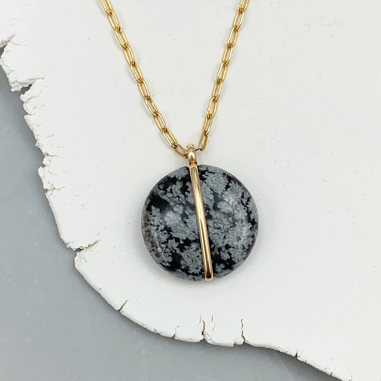 Snowflake obsidian necklace discount